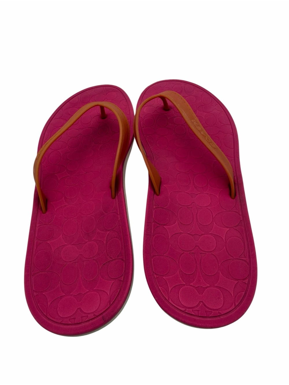 Coach Vintage Pink Rubber Flip Flops Signature Logo Thong Sandals Women’s Size 9 - Picture 2 of 8